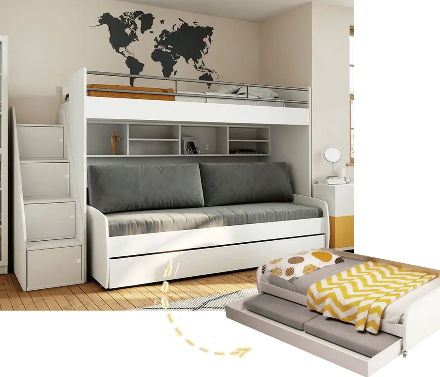 Multimo IKON Set Etagenbett mit Schreibtisch und Gästebett